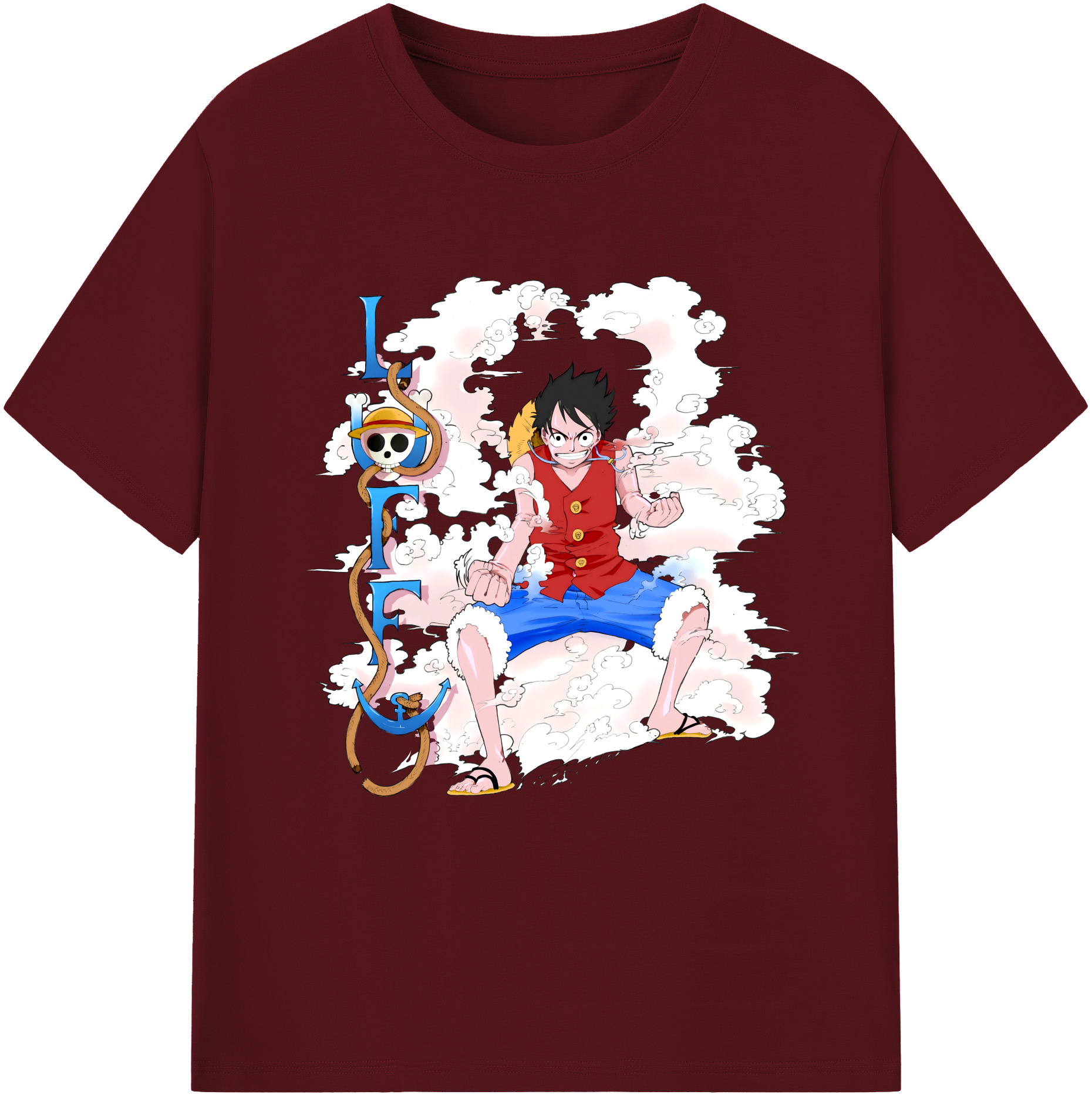 ワンピース モンキー・D・ルフィ ONE PIECE Monkey D. Luffy 綿100％半袖Tシャツ（フロントプリント）